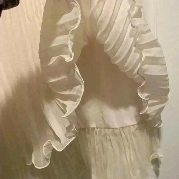 Umgee Women’s Lace Ruffles Sleeveless Elegant Party Loose Cream Mini Dress NEW - Picture 13 of 14